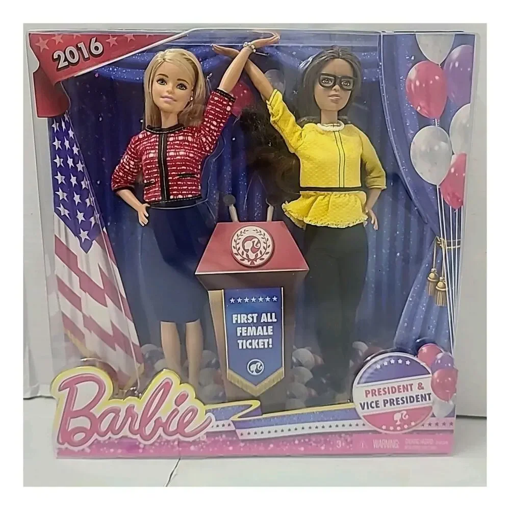 2016 Barbie President & Vice President Doll Gift Set First All Female Ticket NIB
